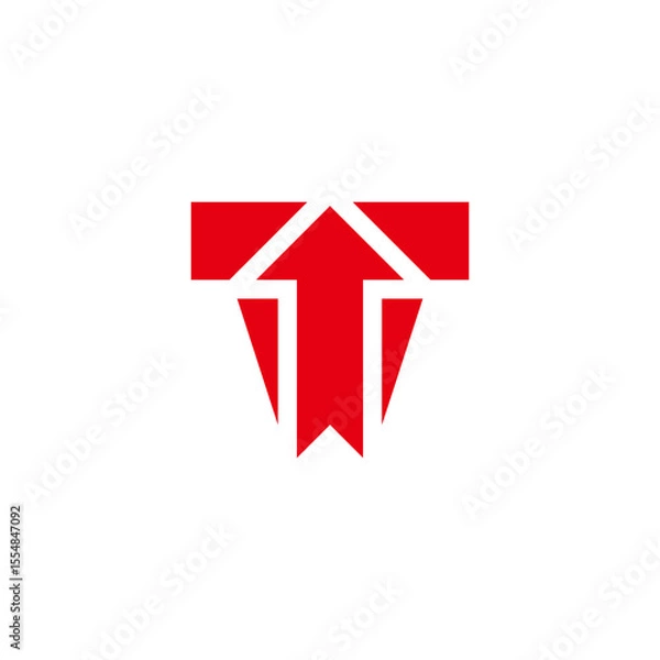 Fototapeta letter t motion arrow up simple geometric logo vector