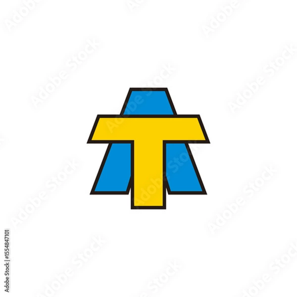 Fototapeta letter at ta simple outlines colorful simple logo vector