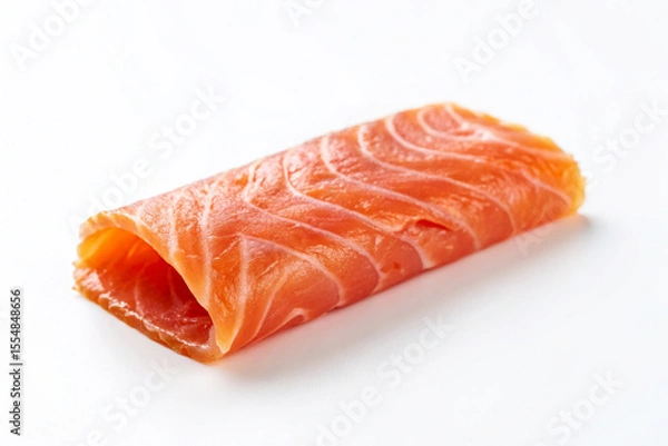 Fototapeta Rolled Thin Slice of Smoked Salmon Bright Orange image