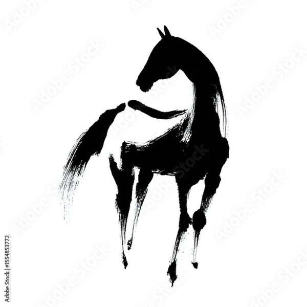 Fototapeta 墨で描いた馬02
