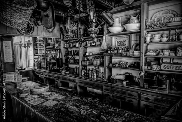 Fototapeta Step back in time with this detailed image of a 19th-century general store at Black Creek Pioneer Village in Toronto.