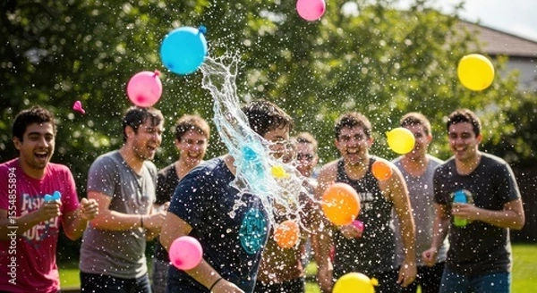 Obraz Group water balloon fight