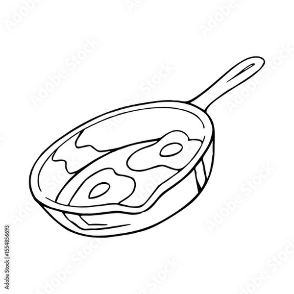 Fototapeta frying pan with fried eggs outline