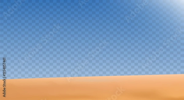 Obraz Realistic desert landscape isolated on transparent background. Sandy desert dunes. Vector