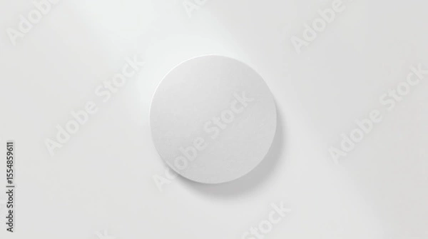 Fototapeta 3D white isolated background texture. Art 3d rendering interior. Realistic blank round and reflection for mockup poster, banner and label on website. Abstract empty circle design