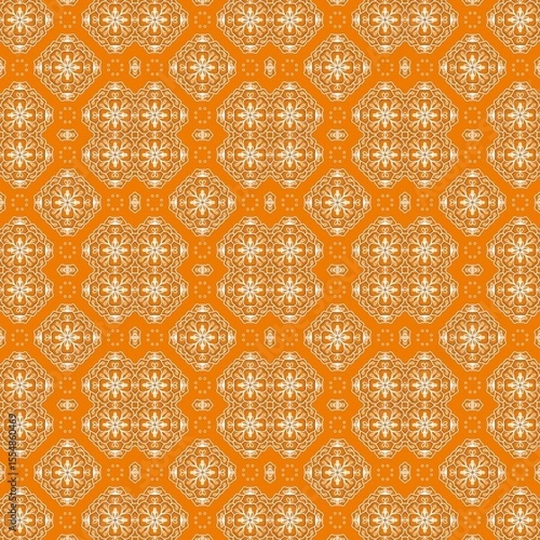 Fototapeta Orange and White Geometric Seamless Pattern  Elegant Design for Textile, Wallpaper, and Backgrounds