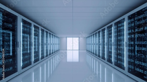 Fototapeta Working Data Center Full of Rack Servers and Supercomputers, Modern Telecommunications, Artificial Intelligence, Supercomputer Technology Concept.3d rendering,conceptual image