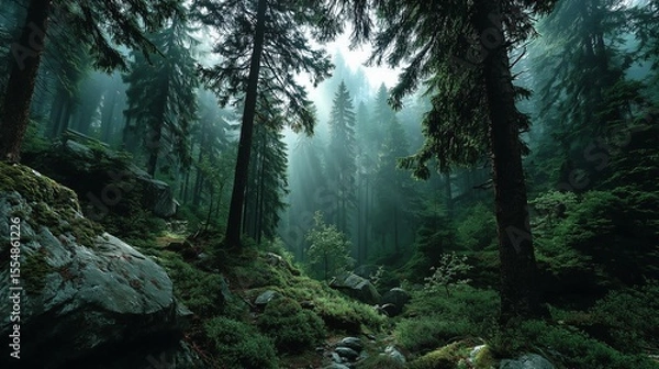 Obraz sunlight coming through the trees