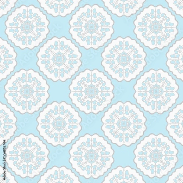 Fototapeta Seamless Pastel Blue and White Floral Pattern Elegant Damask Design for Backgrounds and Textiles