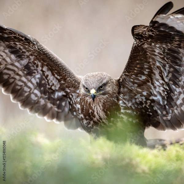 Obraz Common buzzard closeup in the forest scenery