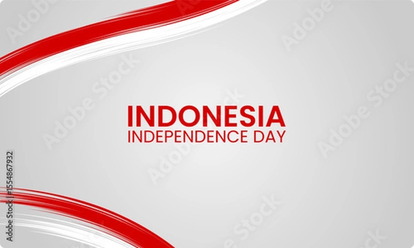 Obraz Elegant red white wave brush indonesia independence day background with soft gradient