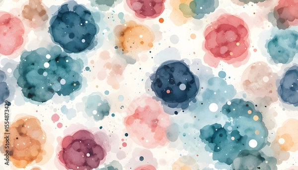 Obraz Watercolor polka dot seamless texture with hand-painted brush strokes in pastel, natural tones. Perfect for fabric prints, stationery designs, and various craft projects.