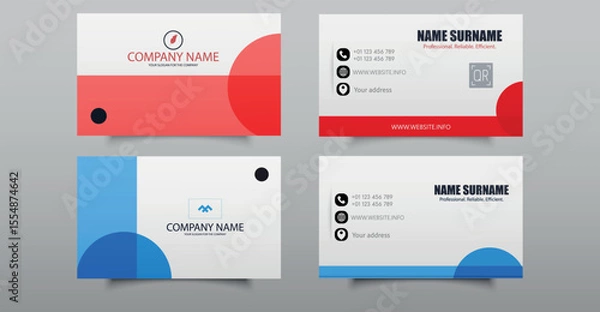 Obraz Visit card. Corporate Business Card Template Set with Modern Design. Editable file