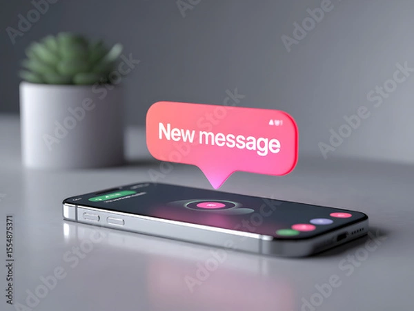 Fototapeta Bubble notification new message on a cellphone graphics