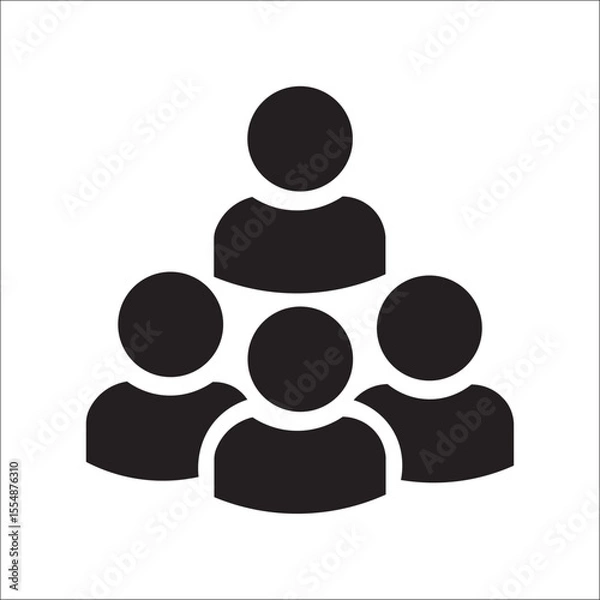 Obraz Teamwork and Collaboration Icon - User Group Silhouette in Flat Style