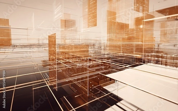 Fototapeta Abstract cityscape futuristic building architecture design