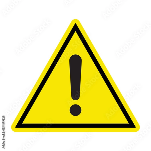 Fototapeta Danger sign, danger icon. Yellow triangle sign with exclamation mark. 