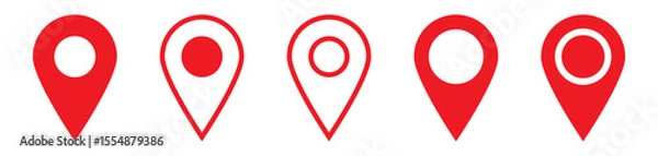 Fototapeta Red maps pin. Red location map icon.