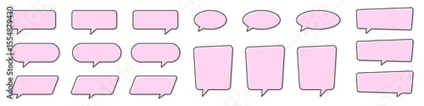Fototapeta Pink Speech Bubble Set. Flat Pink Communication Bubbles. Text, Chat, Dialog Icons.