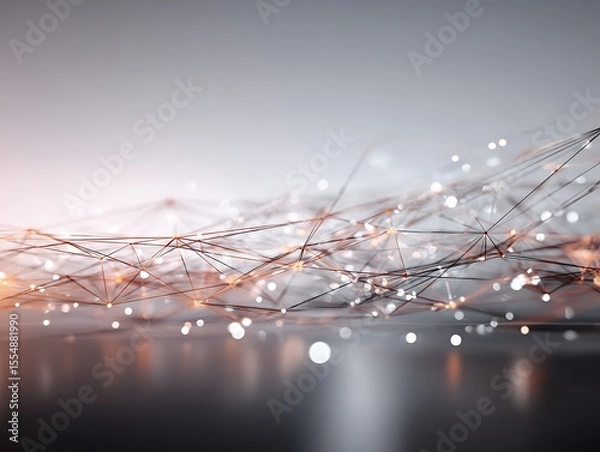 Fototapeta Connected network of glowing spheres abstraction