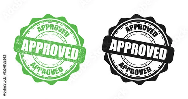 Obraz Set of approved rubber stamp in green with grunge texture and simple black
