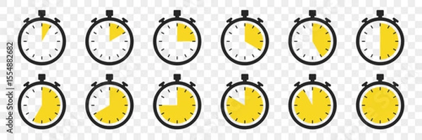 Obraz Stopwatch icons collection in a flat design. Timer icons. Vector illustration