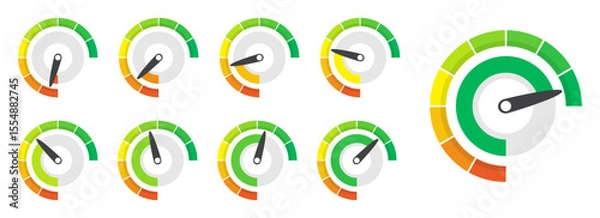 Obraz Speedometer indicator gauge element in a flat design. Vector illustration