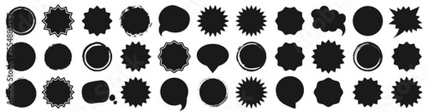 Obraz Black shapes for tag or label for promotion in a flat design