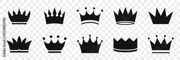 Obraz Crown icon collection. Set of black crown icons. King and queen crown icon collection