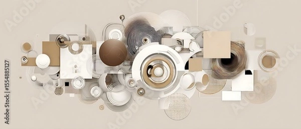 Fototapeta Abstract geometric shapes with neutral tones