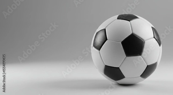 Obraz Soccer Ball Close-up on Gray Background for Sports