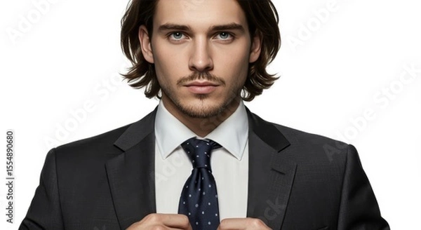 Obraz Confident Man Wearing Suit and Tie Looking at Camera