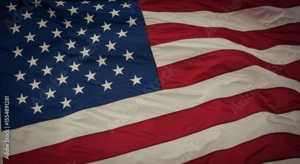 Obraz Waving Fabric Pattern with Stars and Stripes