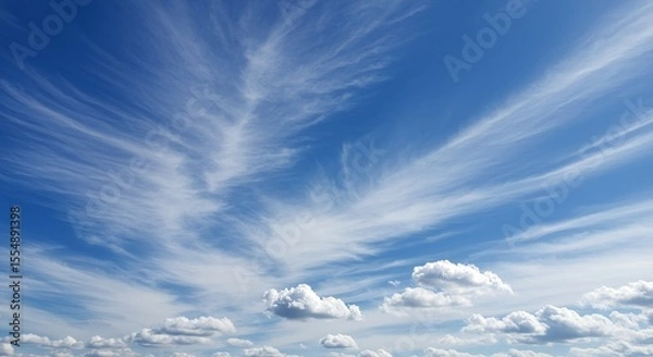 Obraz Sky Landscape with Cloud Formations Against Blue Backdrop