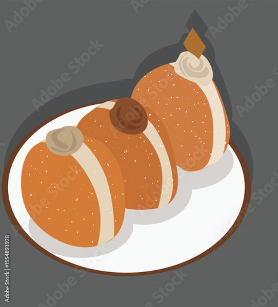 Fototapeta a Filled Donut or Bombolone with a Sprinkle of Sugar. vektor