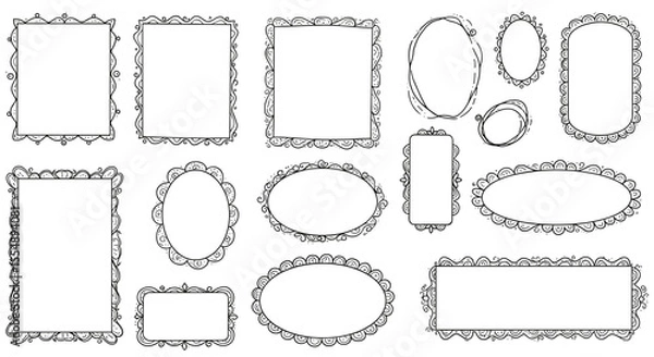 Fototapeta Decorative frame collection vector illustration for design projects in hand drawn style
