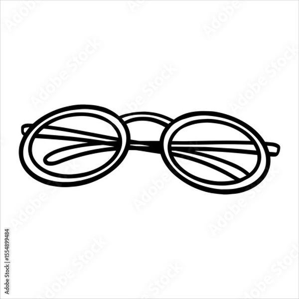 Obraz Glasses vector illustration. Drawing in line art style. Eye Glasses Silhouette. Glasses sketch painted by black inks. Black Eyeglasses illustration outline. Sunglasses icon vector. Outline engraving
