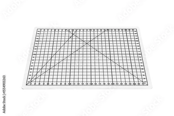 Fototapeta A white cutting mat with a white grid is isolated on transparent background.