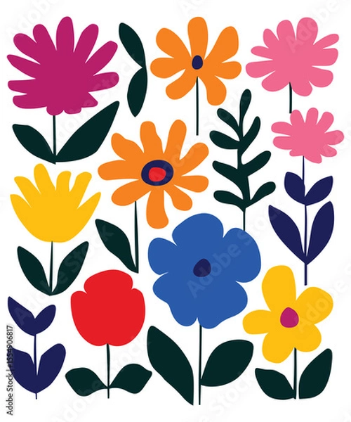 Fototapeta bouquet of flowers, with a minimalist and abstract style.