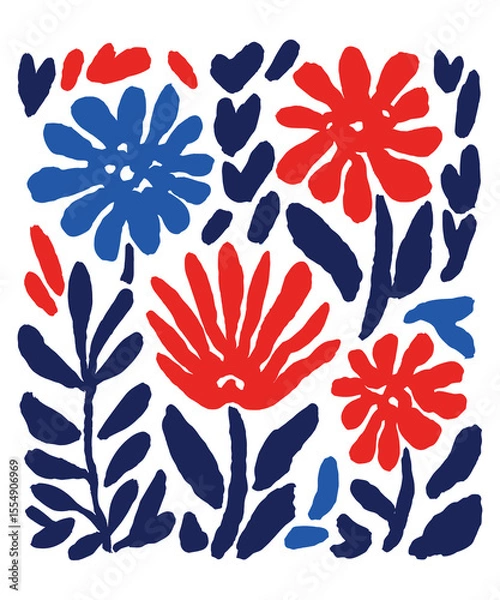 Fototapeta bouquet of flowers, with a minimalist and abstract style.
