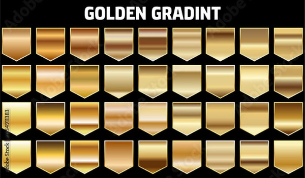 Fototapeta gold gradient color set isolated on white background, gold, gradient, color, golden, vector, graphic, design.