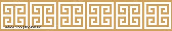 Obraz Seamless Greek key border in gold color for elegant and classic design, repeating geometric pattern evokes ancient motifs for card, cover, template, isolated on transparent background