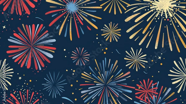Fototapeta 夏の夜を彩る花火模様