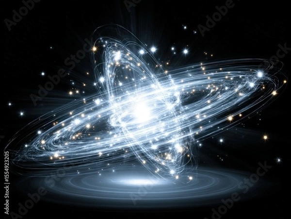 Fototapeta Galactic spiral formation outer space digital art cosmic environment wide angle view stellar concept