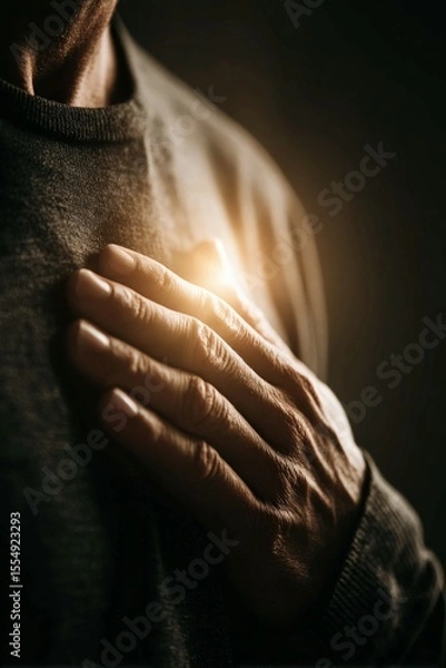 Fototapeta Emotional connection studio setting portrait photography dimly lit environment close-up view heartfelt concept