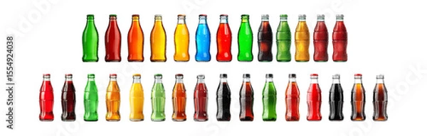 Obraz Vibrant Collection of Colorful Glass Bottles A Refreshing Visual set white Background against transparent Background
