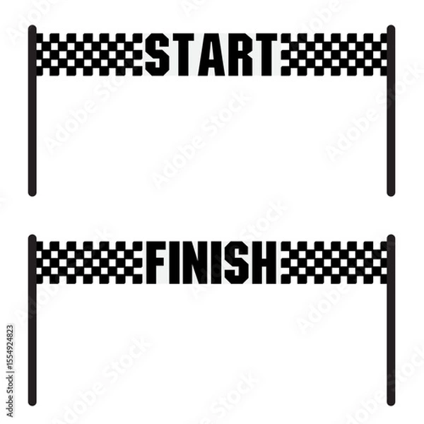 Fototapeta Racing flag vector icon on white background. Checkered flag. start and finish crossed flag. Racing flag.	