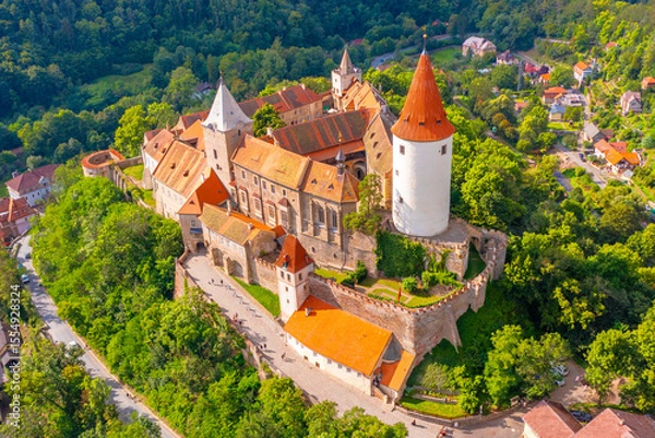 Obraz Beautiful view of the famous medieval royal castle Krivoklat in Central Bohemia, Czech Republic, Europe
