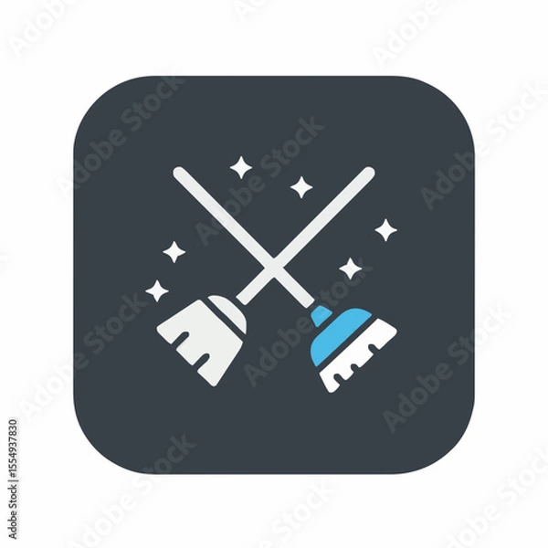 Fototapeta This is a broom icon, for cleanliness and an icon that depicts a clean place.