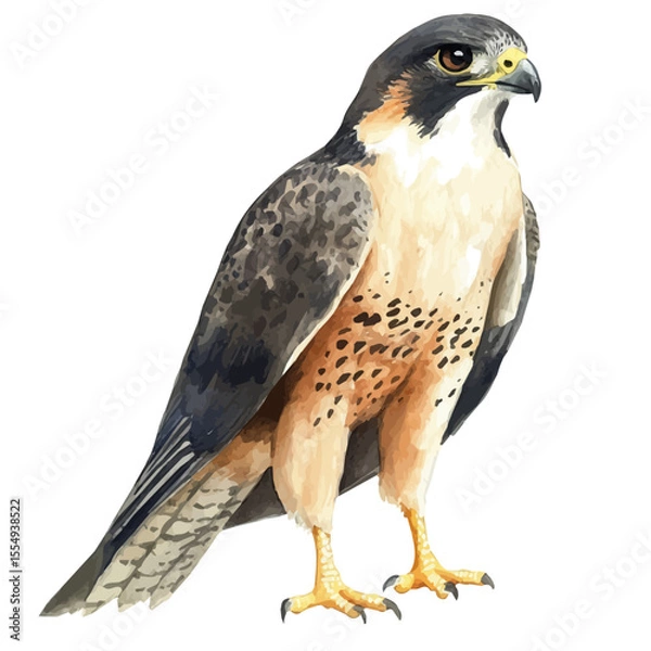 Fototapeta watercolor of Falcon Close Up, vector, isolated on a white background.
